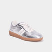 Tennis basses &agrave; lacets gris argent femme