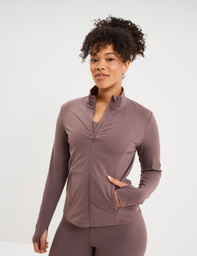 Veste de sport ajust&eacute;e avec fermeture mauve femme