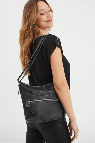 Sac cabas à bandoulière noir femme