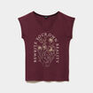 T-shirt coton col en V manches courtes violet fonc&eacute; femme