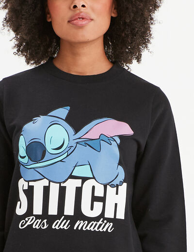 Ensemble pyjama pantalon coton Stitch noir femme