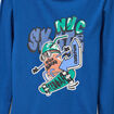 T-shirt col rond manches longues coton bleu garçon