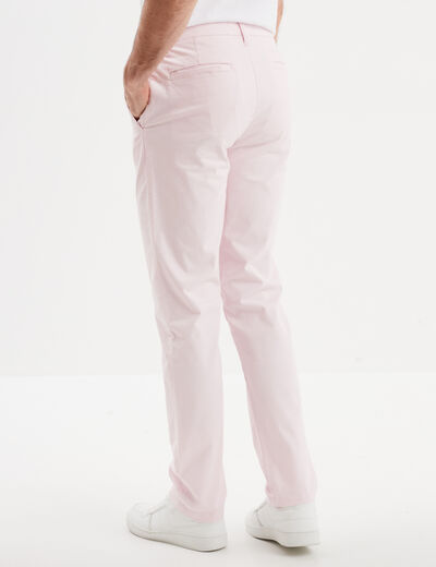 Pantalon chino droit stretch retroussé rose homme