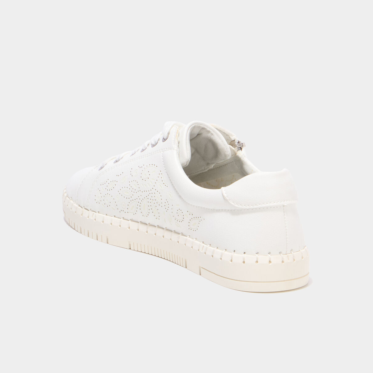 Tennis basses zipp&eacute;es blanc femme