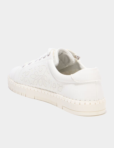 Tennis basses zipp&eacute;es blanc femme