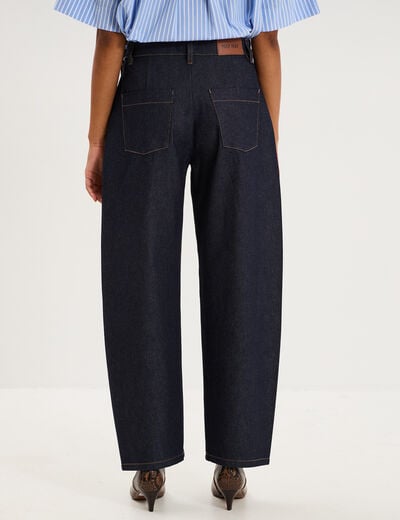 Jean barrel taille haute denim brut femme