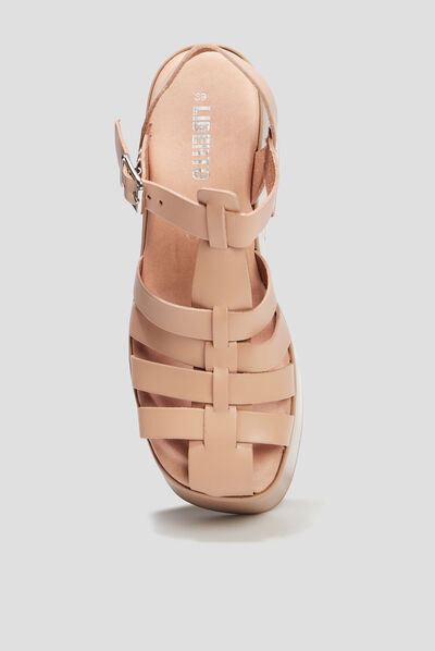 Sandales compensées en cuir Liberto rose femme