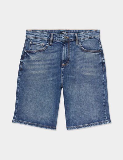 Bermuda en jean droit coton denim stone homme