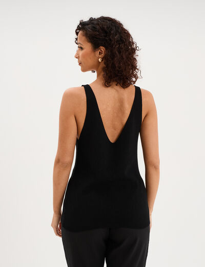 D&eacute;bardeur en maille col en V noir femme