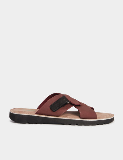Sandales en cuir marron homme