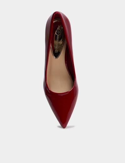 Escarpins vernis &agrave; talons aiguilles rouge fonc&eacute; femme