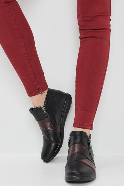 Bottines en cuir noir femme