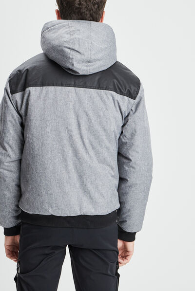 Blouson droit à capuche gris homme