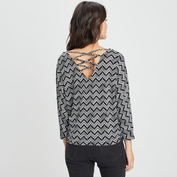 T-shirt de soirée avec laçage au dos noir femme