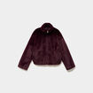 Veste fausse fourrure col montant bordeaux femme