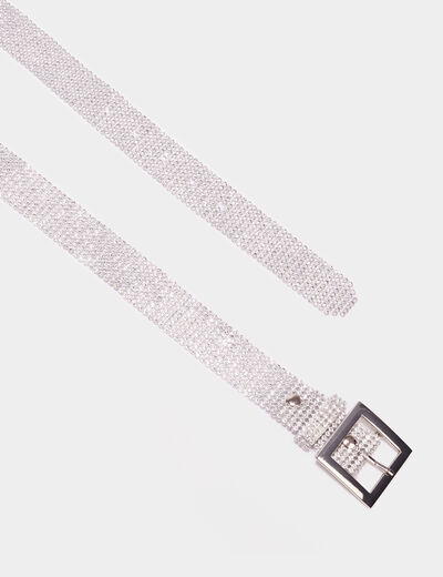 Ceinture à strass couleur argent femme