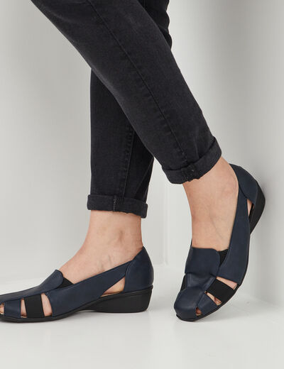 Ballerines pied large Confortissimo bleu marine femme