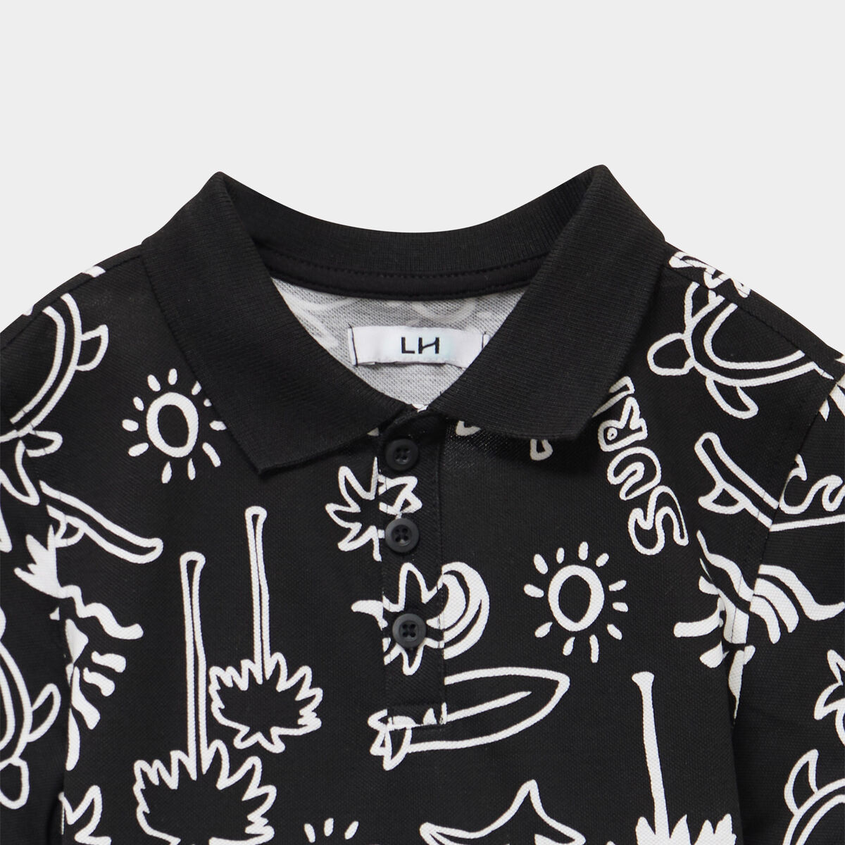 Polo manches courtes noir gar&ccedil;on