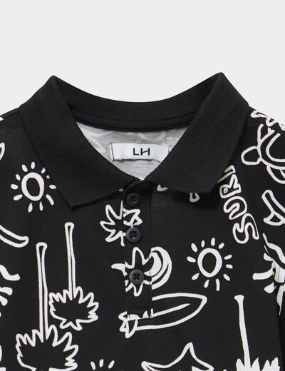 Polo manches courtes noir gar&ccedil;on