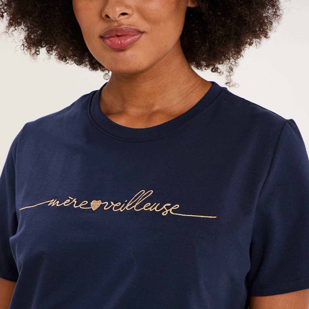 T-shirt manches courtes allaitement bleu marine femme maternit&eacute;