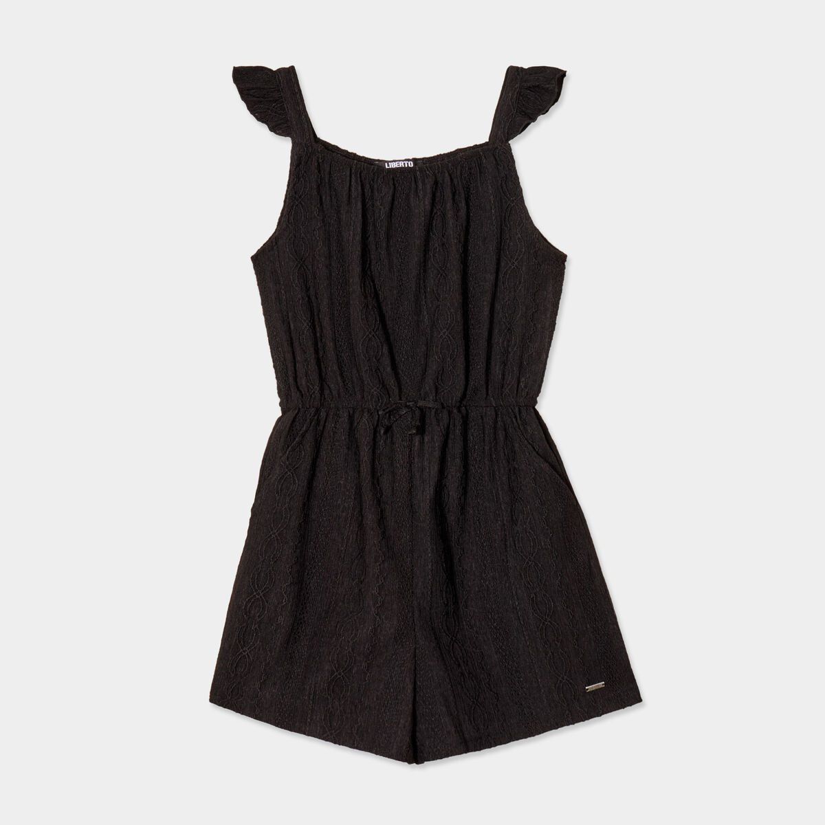 Combishort bretelles &agrave; volants noir fille