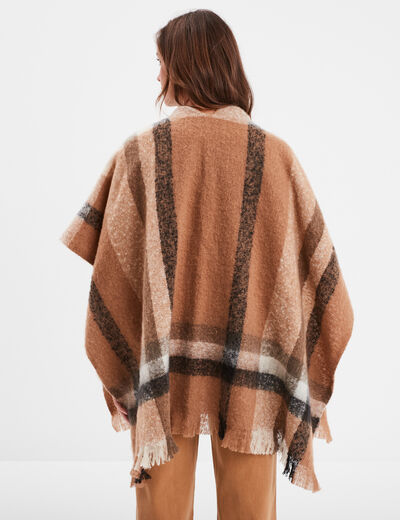 Poncho avec franges marron femme