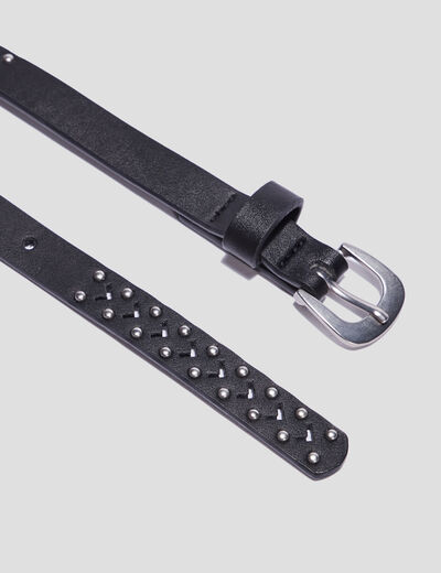 Ceinture perforée à clous noir fille