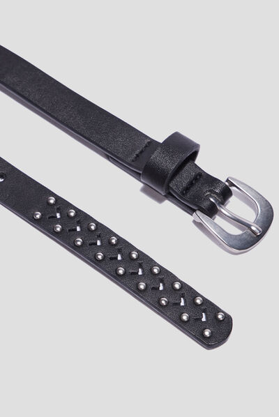 Ceinture perforée à clous noir fille