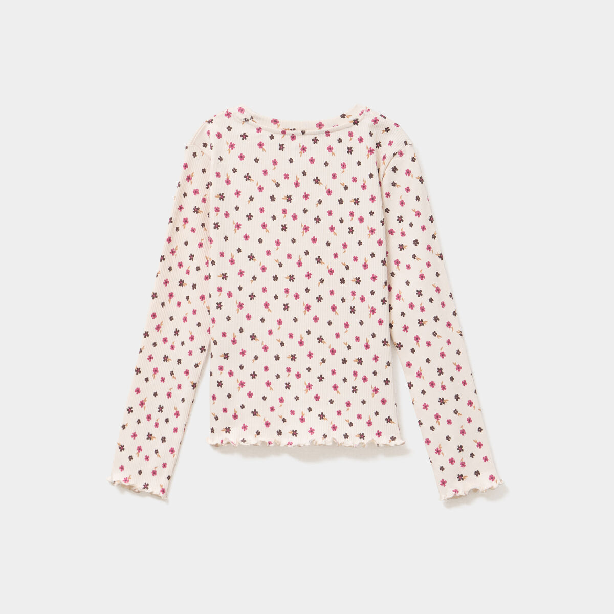 T-shirt c&ocirc;tel&eacute; ajust&eacute; manches longues beige fille