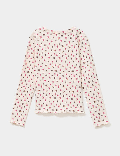 T-shirt c&ocirc;tel&eacute; ajust&eacute; manches longues beige fille