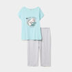 Ensemble pyjama corsaire coton bleu turquoise femme grande taille