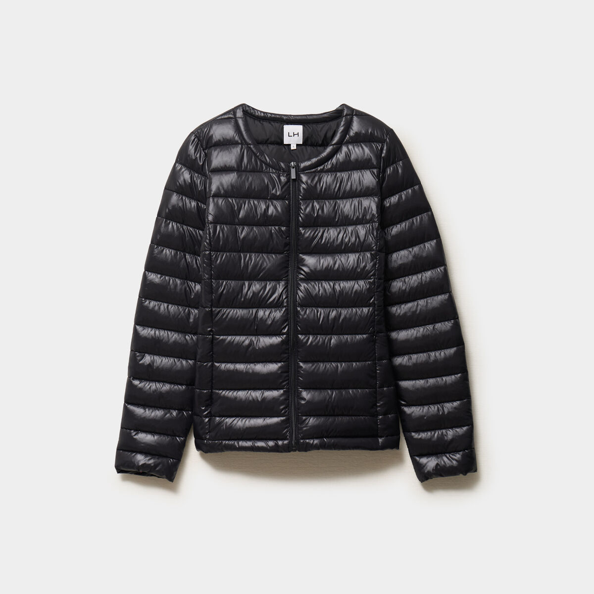 Doudoune col rond manches longues noir femme