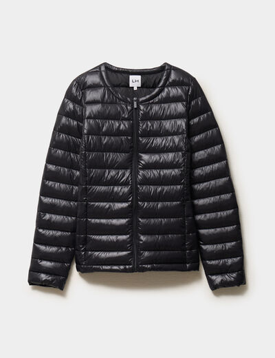 Doudoune col rond manches longues noir femme