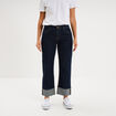 Jean droit cropped bas revers denim brut femme