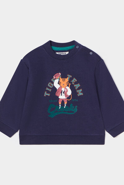 Sweat droit épaule boutonnée Creeks bleu marine bébé garçon