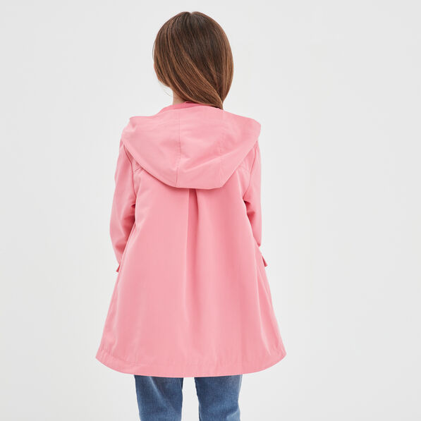 Parka longue zippée à capuche rose corail fille