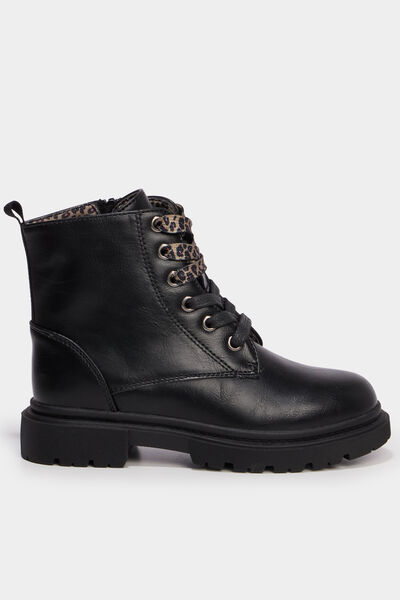 Bottines crant&eacute;es zipp&eacute;es &agrave; paillettes noir fille