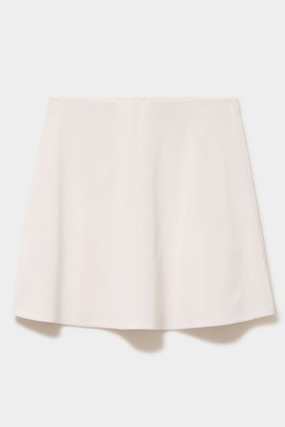 Jupe courte trap&egrave;ze taille &eacute;lastiqu&eacute;e sable femme