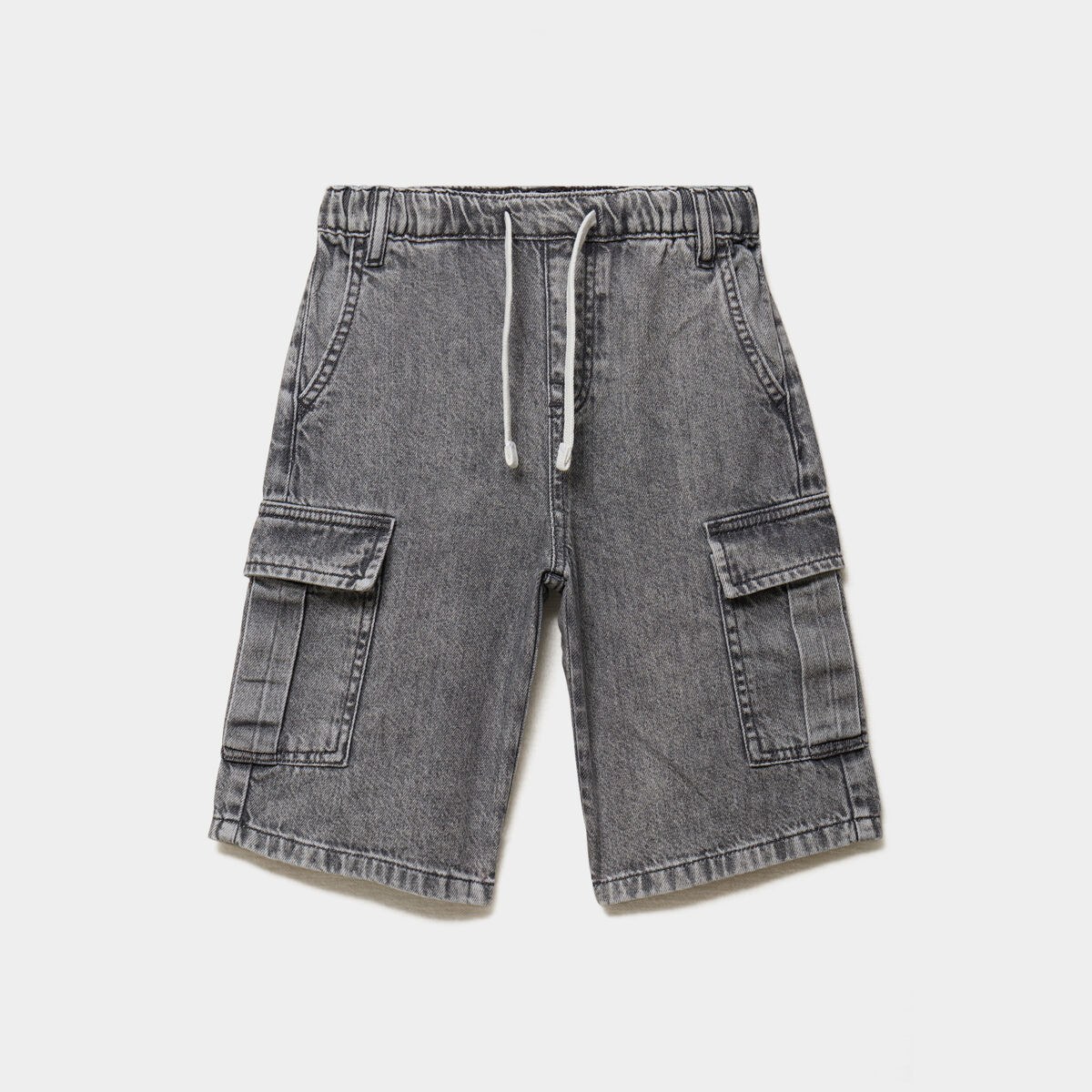 Bermuda en jean regular coton denim gris gar&ccedil;on