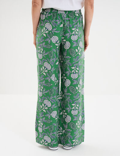Pantalon lage taille élastiquée vert menthe femme