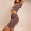 Short cycliste de sport taille haute mauve femme