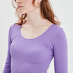 T-shirt côtelé sans couture parme femme