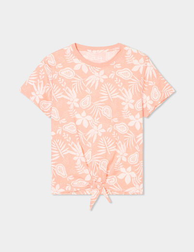 T-shirt avec noeud manches courtes orange fille