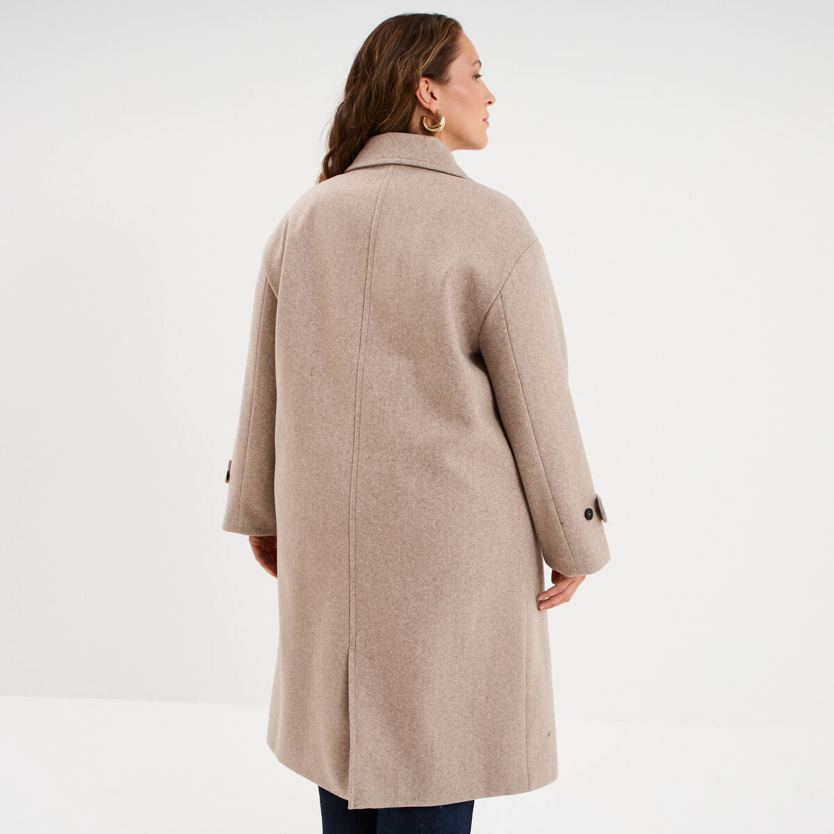 Manteau double boutonnage beige femme grande taille