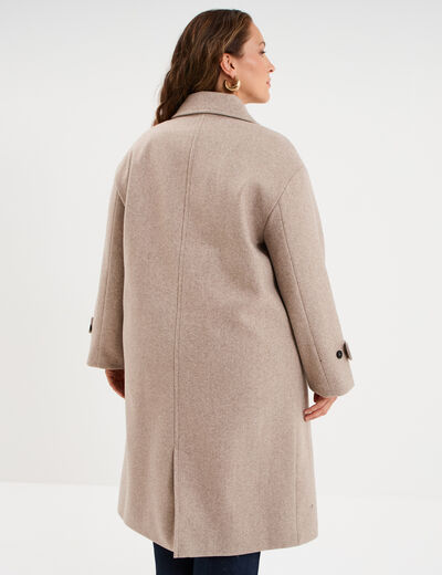 Manteau double boutonnage beige femme grande taille
