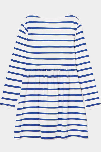 Robe trapèze manches longues coton blanc fille