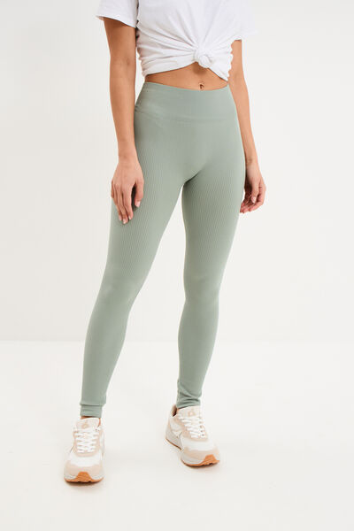 Legging de sport c&ocirc;tel&eacute; stretch vert pastel femme
