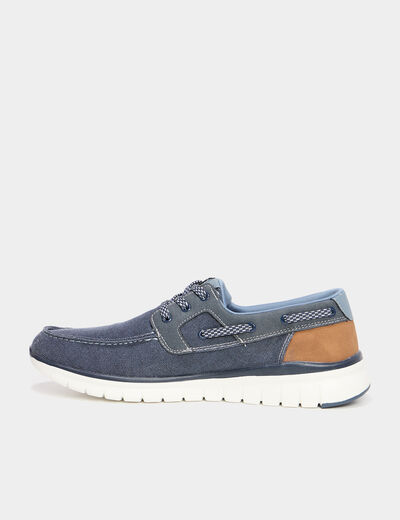 Chaussures bateau en jean bleu homme