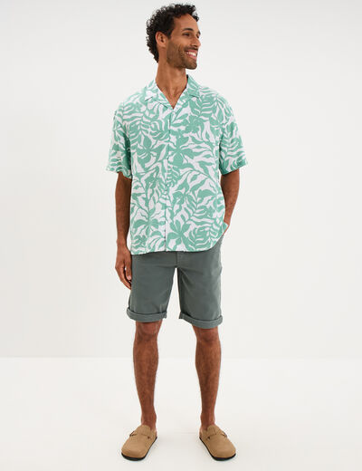 Bermuda en jean straight 5 poches vert kaki homme
