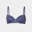 Soutien-gorge corbeille padd&eacute; dentelle bleu gris femme